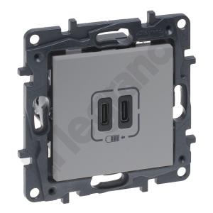 LEGRAND - GNIAZDO PODWÓJNE USB  TYP C 3A ALUMINIUM NILOE STEP - 863339