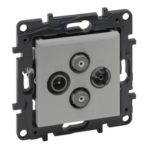 LEGRAND - GNIAZDO TV-R-SAT-SAT KOŃCOWE TYPU GWIAZDA 2 PRZEWODY 1.5DB ALUMINIUM NILOE STEP - 863382