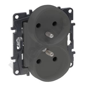 LEGRAND - GNIAZDO PODWÓJNE Z UZIEMIENIEM 2X2P+Z ZACISKI ŚRUBOWE 16A 230V STALOWY NILOE STEP - 863432