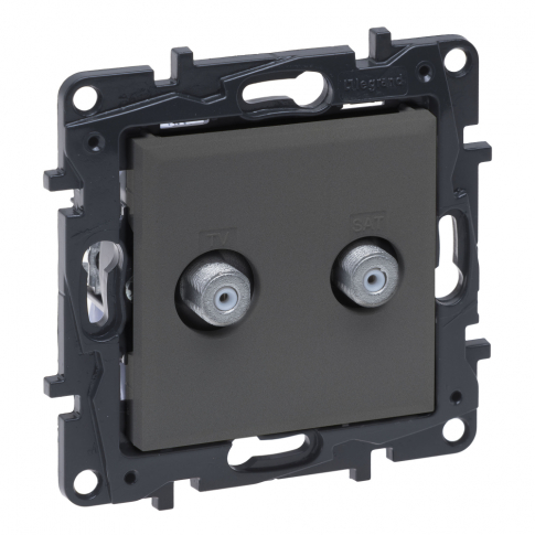 LEGRAND - GNIAZDO PODWÓJNE 2XTV TYP F KOŃCOWE TYPU GWIAZDA 1.5DB STALOWY NILOE STEP - 863476