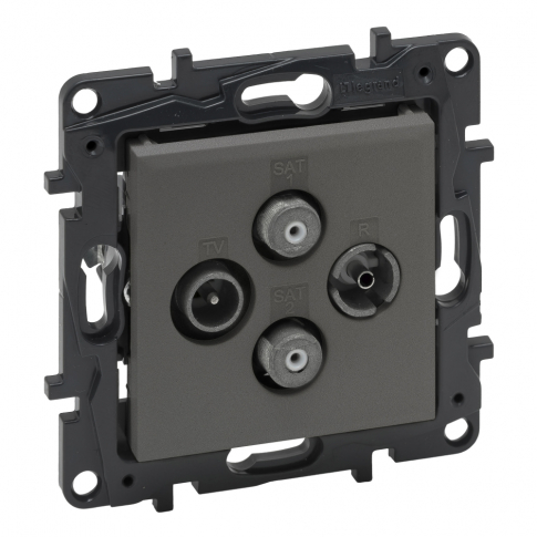 LEGRAND - GNIAZDO TV-R-SAT-SAT KOŃCOWE TYPU GWIAZDA 2 PRZEWODY 1.5DB STALOWY NILOE STEP - 863482