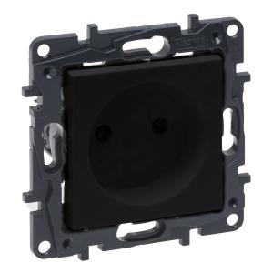 LEGRAND - GNIAZDO POJEDYNCZE BEZ UZIEMIENIA 2P Z PRZESŁONĄ ZACISKI ŚRUBOWE 16A 230V CZARNY NILOE STEP - 863519
