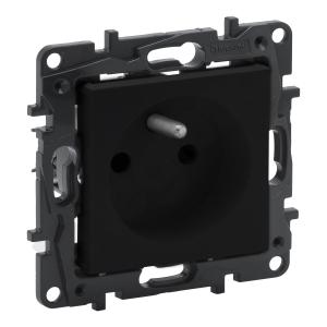 LEGRAND - GNIAZDO POJEDYNCZE 2P+Z Z PRZESŁONĄ ZACISKI AUTOMATYCZNE 16A 230V CZARNY NILOE STEP - 863533
