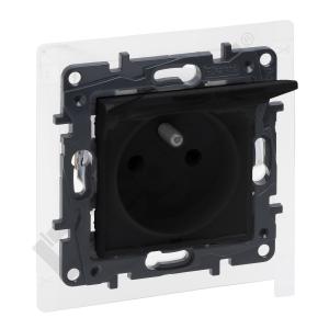 LEGRAND - GNIAZDO POJEDYNCZE Z UZIEMIENIEM 2P+Z ZACISKI ŚRUBOWE 16A 230V IP44 CZARNY NILOE STEP - 863535
