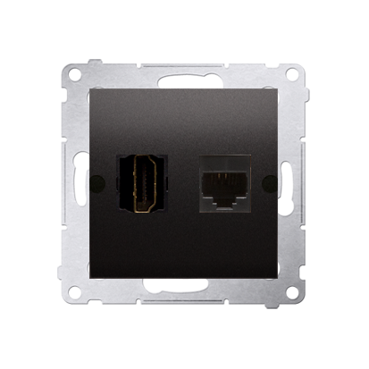KONTAKT SIMON - GNIAZDO HDMI +  KOMPUTEROWE RJ45 KAT. 6 ANTRACYT SIMON 54 - DGHRJ45.01/48