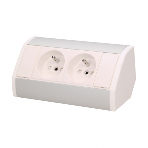 ORNO - GNIAZDO MEBLOWE 2x2P+Z BIAŁO-SREBRNY - OR-GM-9005/W-G