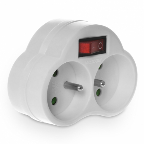 PLASTROL - Rozgałeznik podwójny z wyłacznikiem, 2x2P+Z, 16A, 230V - R-270WS