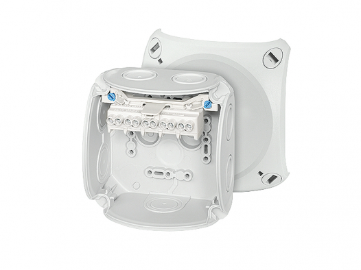 HENSEL - PUSZKA NATYNK 104X104X70MM Z DŁAWICAMI Z ZACISKAMI IP66 SZARY DK 0404 GZ - 62000151