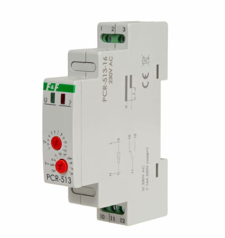 F&F - Przekaźnik czasowy rewersyjny, styki: 1NO/NC, 230V, 16A - PCR-513-16