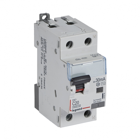 LEGRAND - WYŁĄCZNIK RÓŻNICOWY Z CZŁONEM NADPRĄDOWYM C 20A/30MA 2 BIEGUNY TYP AC P312 - 411014