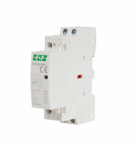 F&F - Stycznik modułowy, montaż na szynie, styki 2xNO, 25A, 24V DC - ST25-20-24DC