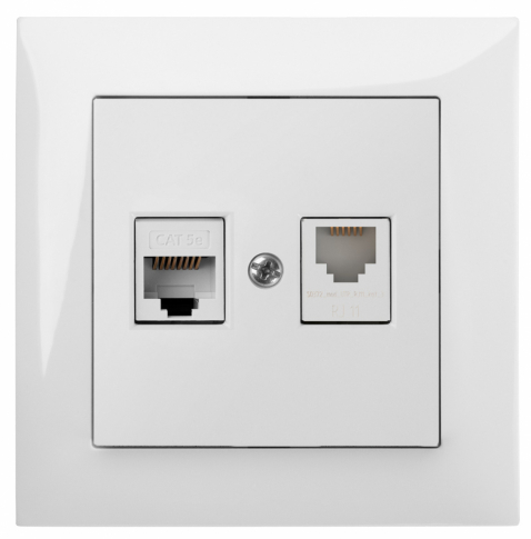 ELEKTRO-PLAST NASIELSK - GNIAZDO KOMPUTEROWO-TELEFONICZNE RJ45+RJ11 BIAŁE SENTIA - 1459-10