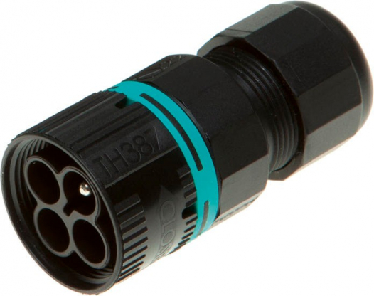 LUMIQON SPÓŁKA Z OGRANICZONĄ ODPOWIEDZIALNOŚCIĄ - WTYCZKA ZŁĄCZKI 3 TOROWA CONNECTOR IP68 NA PRZEWÓD 7-18MM - THB.387.A3A