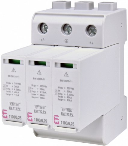 ETI - OGRANICZNIK PRZEPIĘĆ DC T1, T2 (B, C) - DO SYSTEMÓW PV ETITEC EM T12 PV 1100/6,25 Y - 002440580