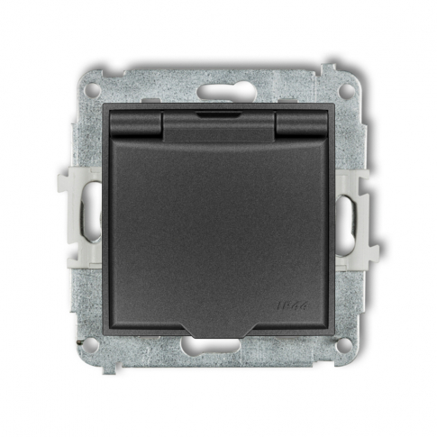 KARLIK - MINI Mechanizm gniazda bryzgoszczelnego z uziemieniem 2P+Z (klapka grafit (przesłony torów prądowych - 11MGPB-1zp