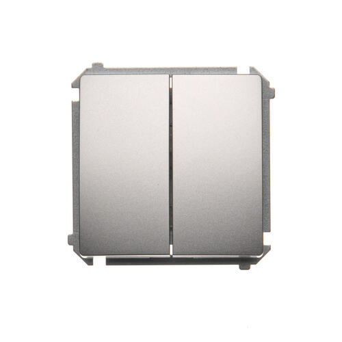 KONTAKT SIMON - Łącznik schodowy podwójny z podświetleniem LED (moduł) 10AX, 250V~, zaciski śrubowe; srebrny mat - BMW6/2L.01/43