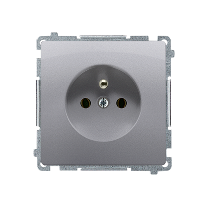 KONTAKT SIMON - GNIAZDO POJEDYNCZE Z UZIEMIENIEM 2P+Z ZACISKI ŚRUBOWE 16A 250V IP20 INOX BASIC - BMGZ1.01/21