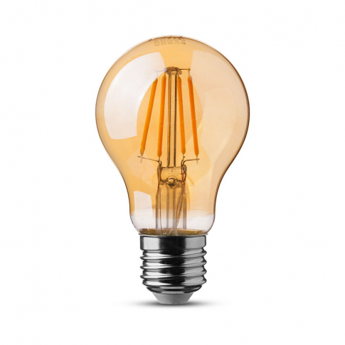 V-TAC - VT-266 6W A60 Żarówka LED Filament / Klosz Bursztynowy / Chip SAMSUNG / Barwa:2200K / Trzonek:E27 - 286
