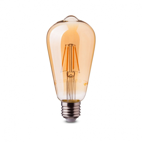 V-TAC - VT-276 6W ST64 Żarówka LED Filament / Klosz Bursztynowy / Chip SAMSUNG / Barwa:2200K / Trzonek:E27 - 290