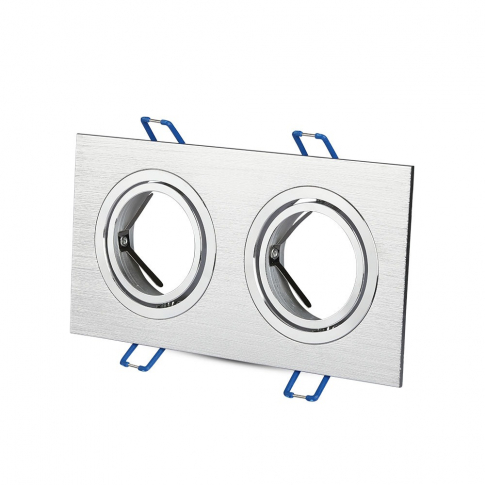 V-TAC - VT-783 Oprawa wpuszczana Spot / Trzonek:2xGU10 / Kwadratowa / Polerowane aluminium - 3608