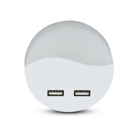 V-TAC - VT-84 LED Mini lampka nocna z ładowarką USB / Chip SAMSUNG / Barwa:3000K / Okrągły - 505