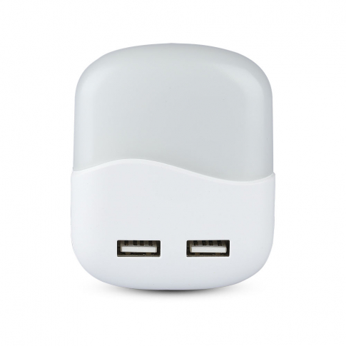 V-TAC - VT-84 LED Mini lampka nocna z ładowarką USB / Chip SAMSUNG / Barwa:3000K / Kwadrat - 507