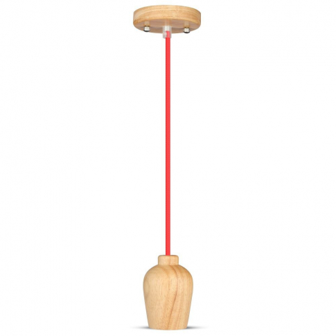 V-TAC - VT-7778 Lampa wisząca / Drewno / Czerwony przewód - 3723