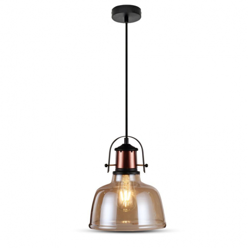 V-TAC - VT-7220 Lampa wisząca / Klosz: Bursztynowy/ Czarny przewód - 3726
