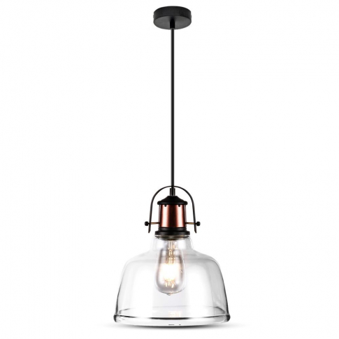 V-TAC - VT-7220 Lampa wisząca / Klosz: Transparentny / Czarny przewód - 3727