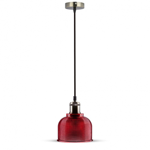 V-TAC - VT-7150 Lampa wisząca / Klosz: Czerwone szkło / zwis 150 cm - 3731