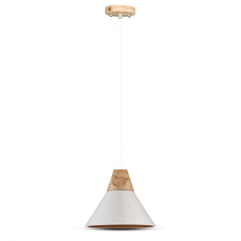 V-TAC - VT-7425 Lampa wisząca / Klosz: Aluminium / Drewno + Biały - 3756