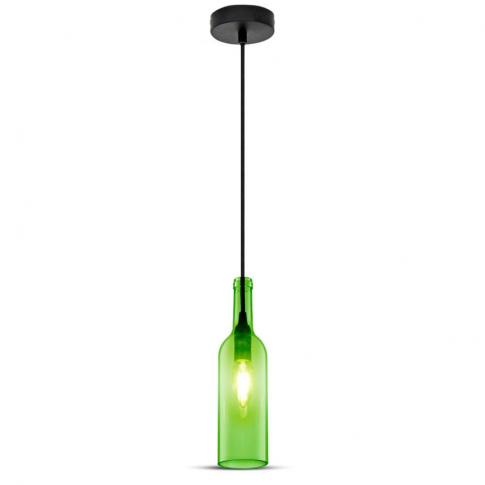 V-TAC - VT-7558 Lampa wisząca butelka / Klosz: Szklany / Zielony - 3767