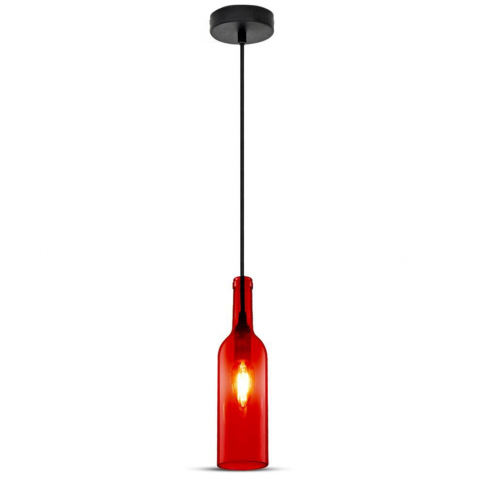 V-TAC - VT-7558 Lampa wisząca butelka / Klosz: Szklany / Czerwony - 3769