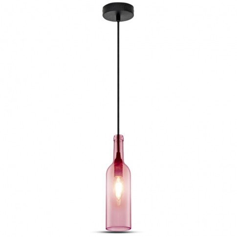 V-TAC - VT-7558 Lampa wisząca butelka / Klosz: Szklany / Jasny Róż - 3772