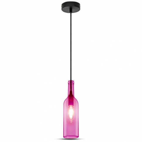V-TAC - VT-7558 Lampa wisząca butelka / Klosz: Szklany / Róż - 3774