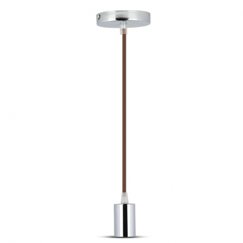 V-TAC -  Lampa wisząca / oprawka chrom + przewód Brązowy - 3784