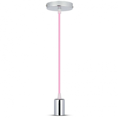 V-TAC - VT-7338 Lampa wisząca / oprawka chrom + przewód Jasny różowy - 3789