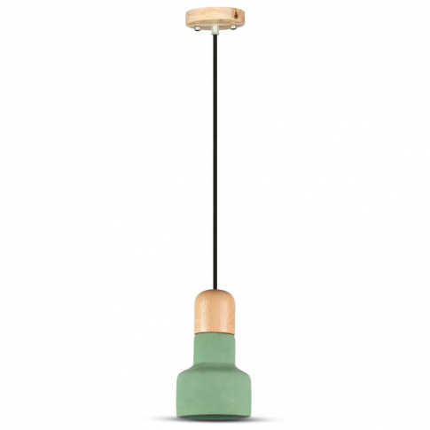 V-TAC - VT-7125 Lampa Wisząca / Beton + Drewno / Zielony / Średnica: 125 - 3856