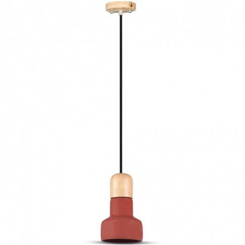 V-TAC - VT-7125 Lampa Wisząca / Beton + Drewno / Czerwony / Średnica: 125 - 3857