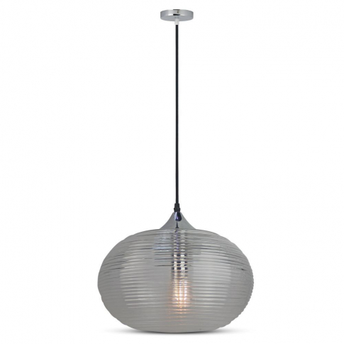 V-TAC - VT-7350 Lampa Wisząca / Klosz: Podwójne szkło karbowane / Dymny / Średnica: 350 - 3880