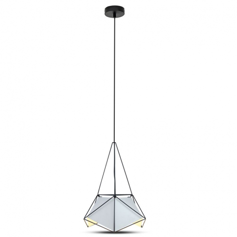 V-TAC - VT-7401 Lampa Wisząca / PRYZMAT / Biały + Czarny drut / Czarny przewód / Średnica: 400 - 3943