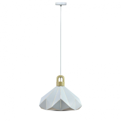 V-TAC - VT-7323 Lampa Wisząca / Biały + Drewno / Średnica: 320 - 3949