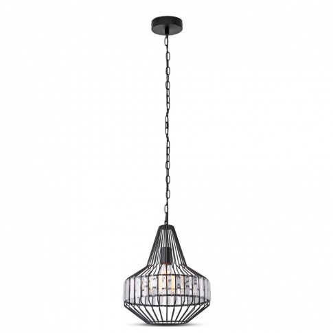 V-TAC - VT-7334 Lampa Wisząca / T / Klosz: Drut + Kryształki / Czarny / Średnica: 300 - 3955