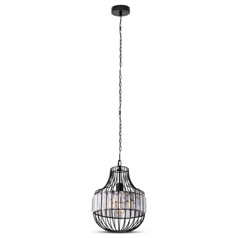V-TAC - VT-7334 Lampa Wisząca/ B / Klosz: Drut + Kryształki / Czarny / Średnica: 300 - 3957