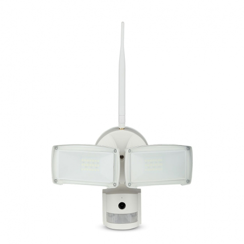 V-TAC - VT-4818 18W Naświetlacz LED SMD z czujnikiem ruchu i kamerą / WiFi / Barwa:6000K / Obudowa: Biała - 5745