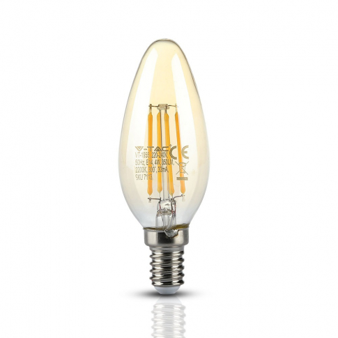 V-TAC -  4W C35 Żarówka LED Filament / Klosz: Bursztynowy / Barwa:2200K / Trzonek:E14 - 7113