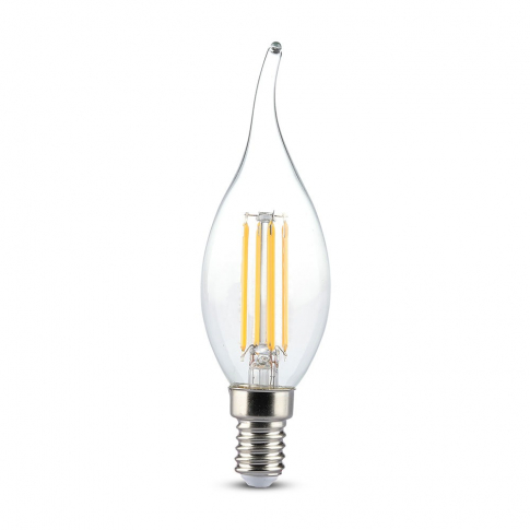 V-TAC - VT-1949 4W C35 Żarówka LED Filament / Klosz: Bursztynowy kręcony płomyk / Barwa:2200K / Trzonek:E14 - 7114