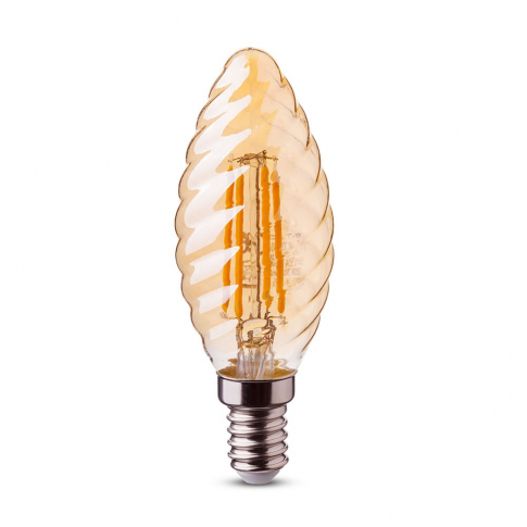 V-TAC - VT-1948 4W C35 Żarówka LED Filament / Klosz: Bursztynowy kręcony / Barwa:2200K / Trzonek:E14 - 7115