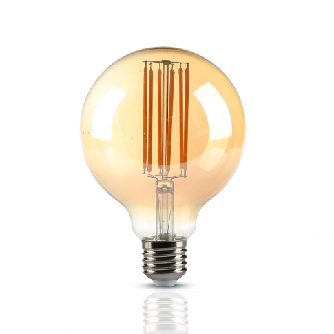 V-TAC - VT-2027 7W G95 Żarówka LED Filament / Klosz Bursztynowy / Barwa:2200K / Trzonek:E27 - 7147