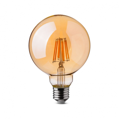 V-TAC - VT-2018D 8W G125 Żarówka LED Filament / Klosz Bursztynowy / Barwa:2200K / Trzonek:E27 - 7155